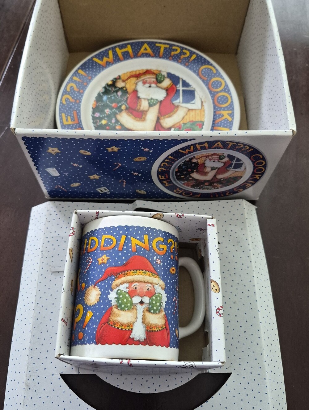 Mary Engelbreit Santa’s Milk & Cookies Set Holiday Ceramic Plate And Mug